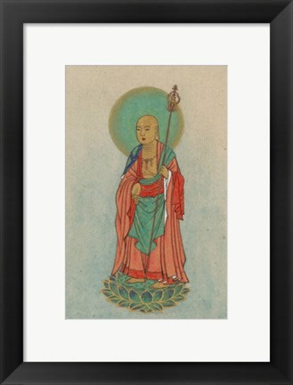 Framed Art Buddha Standing on a Lotus Wall Decor 18x24 Artwork